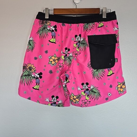 Disney Neff Mickey Mouse Mens Pink Small Drawstring Swim Shorts - Picture 4 of 9